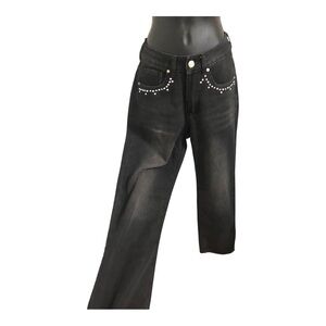 BDG UO  vintage wash style silver grommet black‎ jeans size W24 new